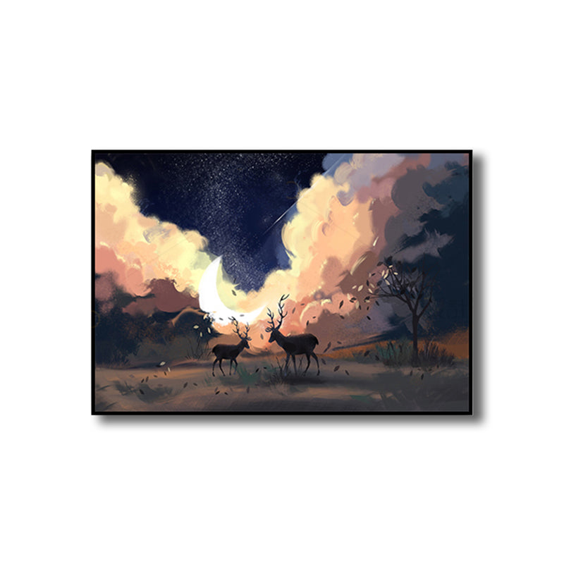 Children's Art Wild Deer Canvas Print Light Color Textured Wall Decor for Living Room Clearhalo 'Art Gallery' 'Canvas Art' 'Kids' Arts' 1808668