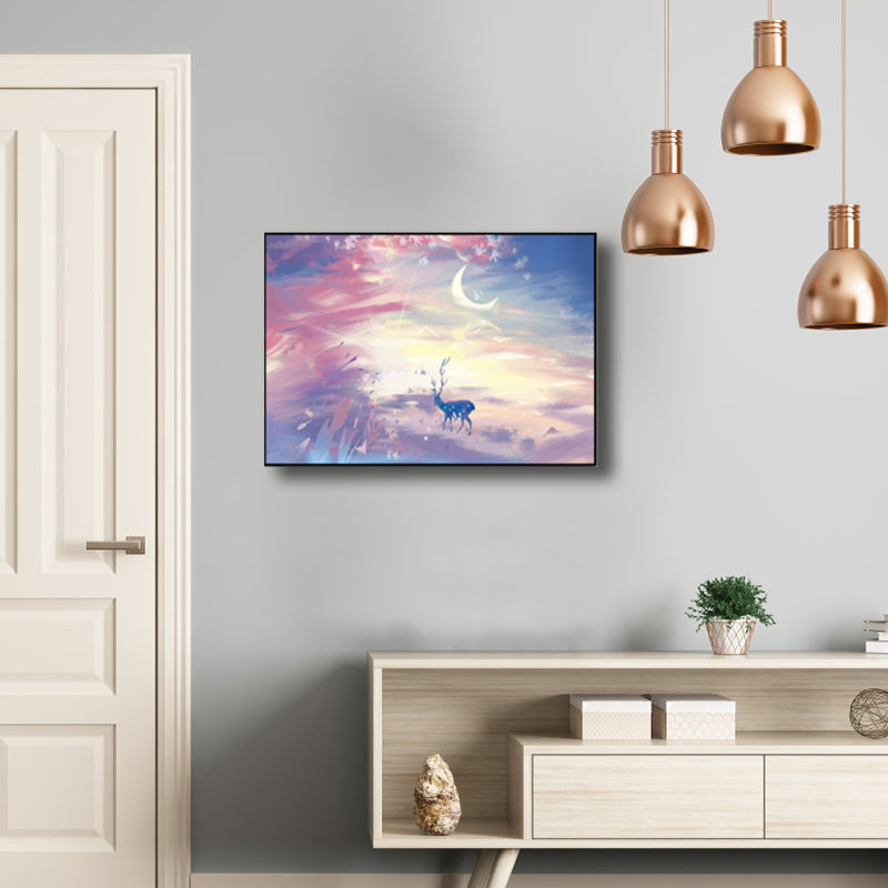 Children's Art Wild Deer Canvas Print Light Color Textured Wall Decor for Living Room Clearhalo 'Art Gallery' 'Canvas Art' 'Kids' Arts' 1808670