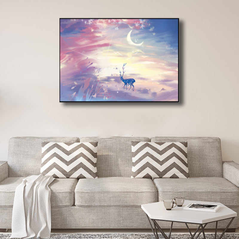 Children's Art Wild Deer Canvas Print Light Color Textured Wall Decor for Living Room Clearhalo 'Art Gallery' 'Canvas Art' 'Kids' Arts' 1808671