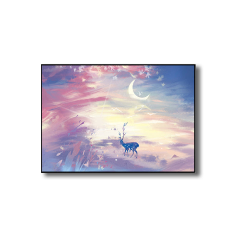 Children's Art Wild Deer Canvas Print Light Color Textured Wall Decor for Living Room Clearhalo 'Art Gallery' 'Canvas Art' 'Kids' Arts' 1808672