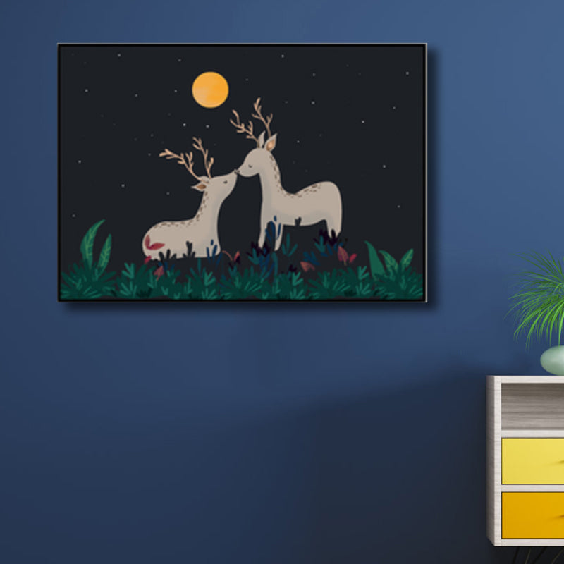 Children's Art Wild Deer Canvas Print Light Color Textured Wall Decor for Living Room Clearhalo 'Art Gallery' 'Canvas Art' 'Kids' Arts' 1808674