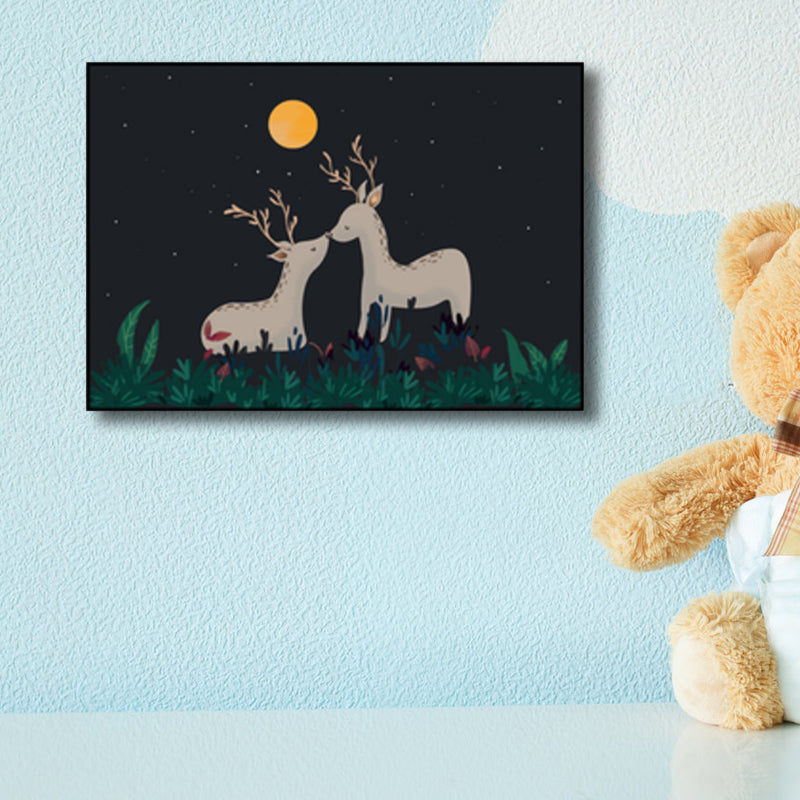 Children's Art Wild Deer Canvas Print Light Color Textured Wall Decor for Living Room Clearhalo 'Art Gallery' 'Canvas Art' 'Kids' Arts' 1808675