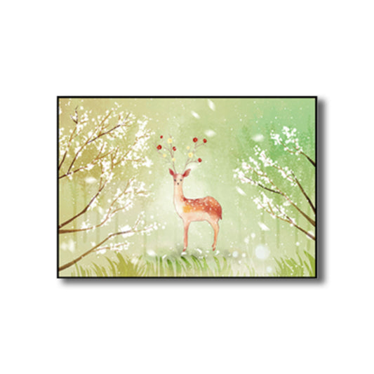 Children's Art Wild Deer Canvas Print Light Color Textured Wall Decor for Living Room Clearhalo 'Art Gallery' 'Canvas Art' 'Kids' Arts' 1808680