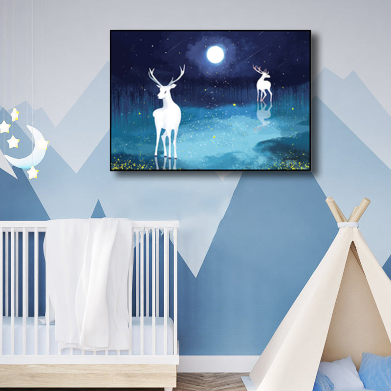 Children's Art Wild Deer Canvas Print Light Color Textured Wall Decor for Living Room Clearhalo 'Art Gallery' 'Canvas Art' 'Kids' Arts' 1808682