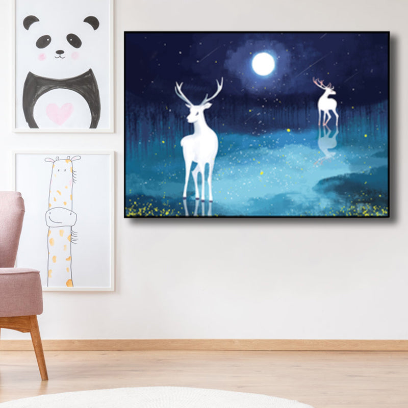 Children's Art Wild Deer Canvas Print Light Color Textured Wall Decor for Living Room Clearhalo 'Art Gallery' 'Canvas Art' 'Kids' Arts' 1808683