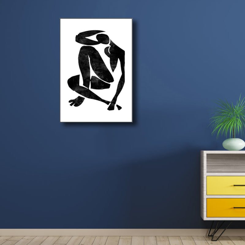Black Modern Style Painting Sports Figure Print Wrapped Canvas for Girls Bedroom Black Clearhalo 'Art Gallery' 'Canvas Art' 'Contemporary Art Gallery' 'Modern' Arts' 1808685
