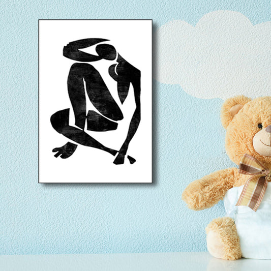 Black Modern Style Painting Sports Figure Print Wrapped Canvas for Girls Bedroom Clearhalo 'Art Gallery' 'Canvas Art' 'Contemporary Art Gallery' 'Modern' Arts' 1808686