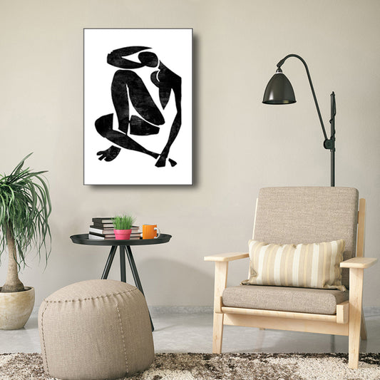 Black Modern Style Painting Sports Figure Print Wrapped Canvas for Girls Bedroom Clearhalo 'Art Gallery' 'Canvas Art' 'Contemporary Art Gallery' 'Modern' Arts' 1808687