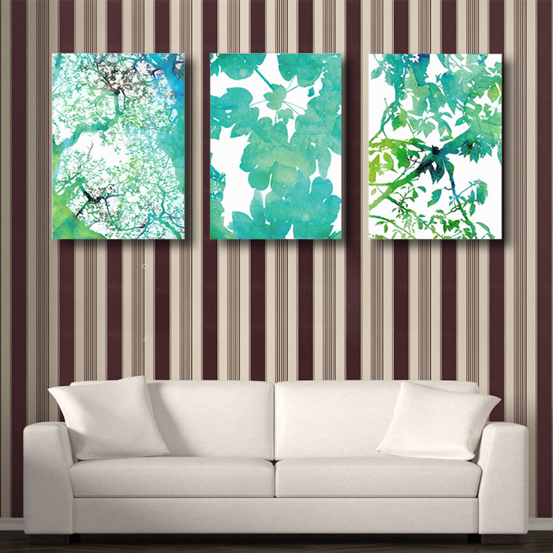 Contemporary Canvas Print Green Botanical Leaves Painting, Set of 3, Multiple Sizes Clearhalo 'Art Gallery' 'Canvas Art' 'Contemporary Art Gallery' 'Modern' Arts' 1808768