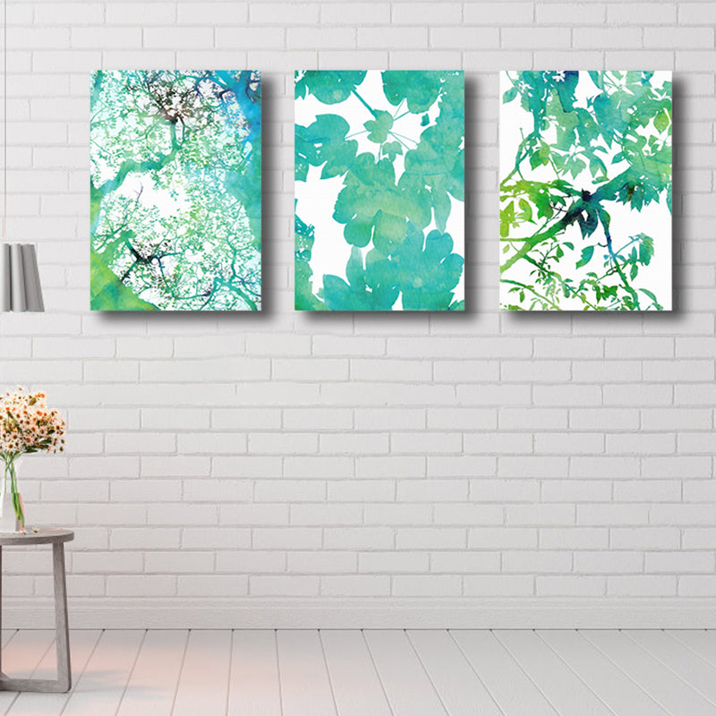 Contemporary Canvas Print Green Botanical Leaves Painting, Set of 3, Multiple Sizes Clearhalo 'Art Gallery' 'Canvas Art' 'Contemporary Art Gallery' 'Modern' Arts' 1808769