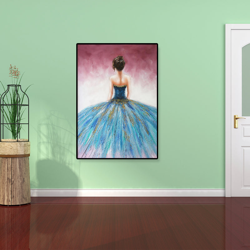 Dressing Maiden Back Scene Canvas Textured Glam Style for Girls Bedroom Wall Art Decor