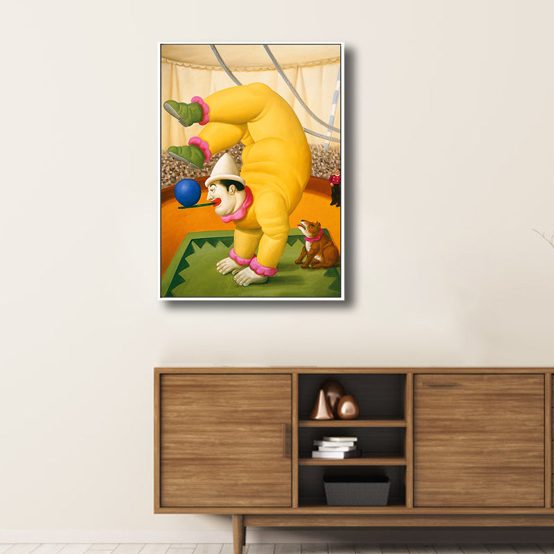 Bright Traditional Canvas Wall Decor Entertainment Man Drawing Art Print for Family Room Yellow Clearhalo 'Art Gallery' 'Canvas Art' 'Traditional' Arts' 1808817