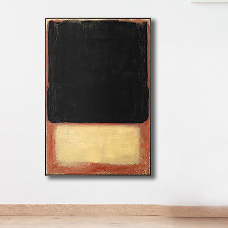 Light Color Hand Printed Canvas Textured Abstract Expressionism House Interior Painting Black Clearhalo 'Arts' 'Canvas Art' 1808821