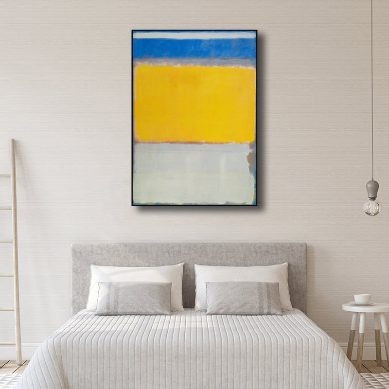 Light Color Hand Printed Canvas Textured Abstract Expressionism House Interior Painting - Yellow - Clearhalo - 'Arts' - 'Canvas Art' - 1808833