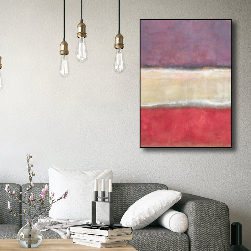Light Color Hand Printed Canvas Textured Abstract Expressionism House Interior Painting - Pink - Clearhalo - 'Arts' - 'Canvas Art' - 1808837