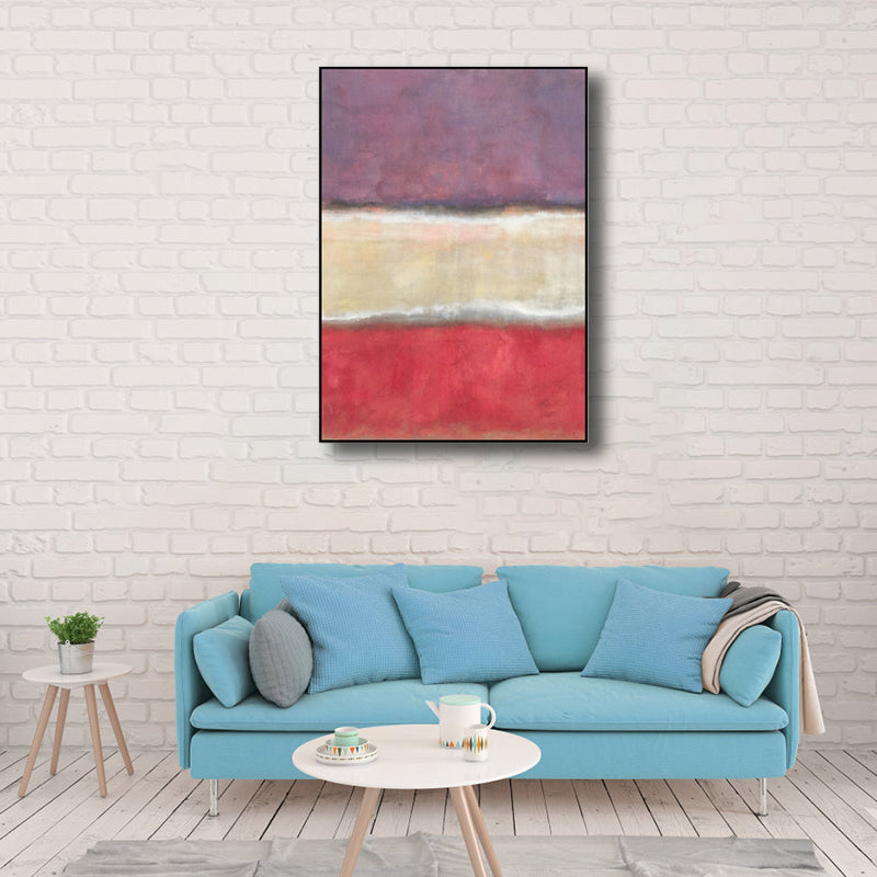Light Color Hand Printed Canvas Textured Abstract Expressionism House Interior Painting - Clearhalo - 'Arts' - 'Canvas Art' - 1808838
