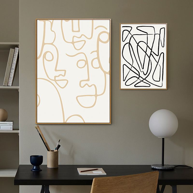 Onregelmatige lijnpatroon Wall Art Decor Living Room Abstract canvas print in pastelkleur