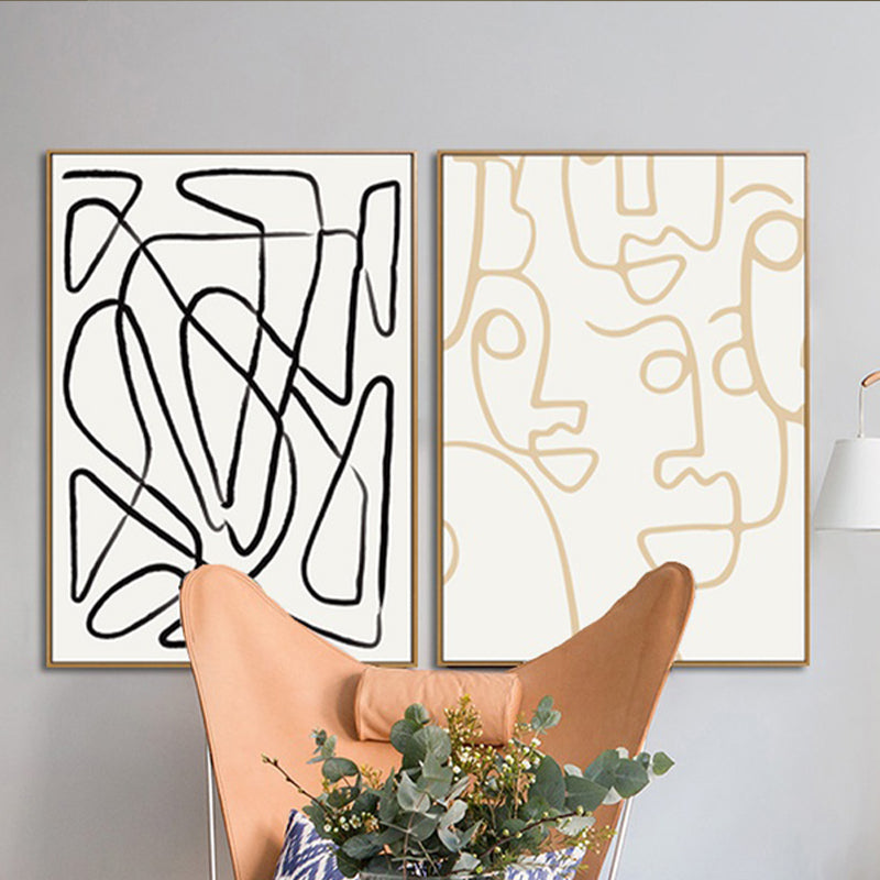 不規則なラインパターンウォールアート装飾リビングルーム抽象キャンバスパステルカラーの印刷