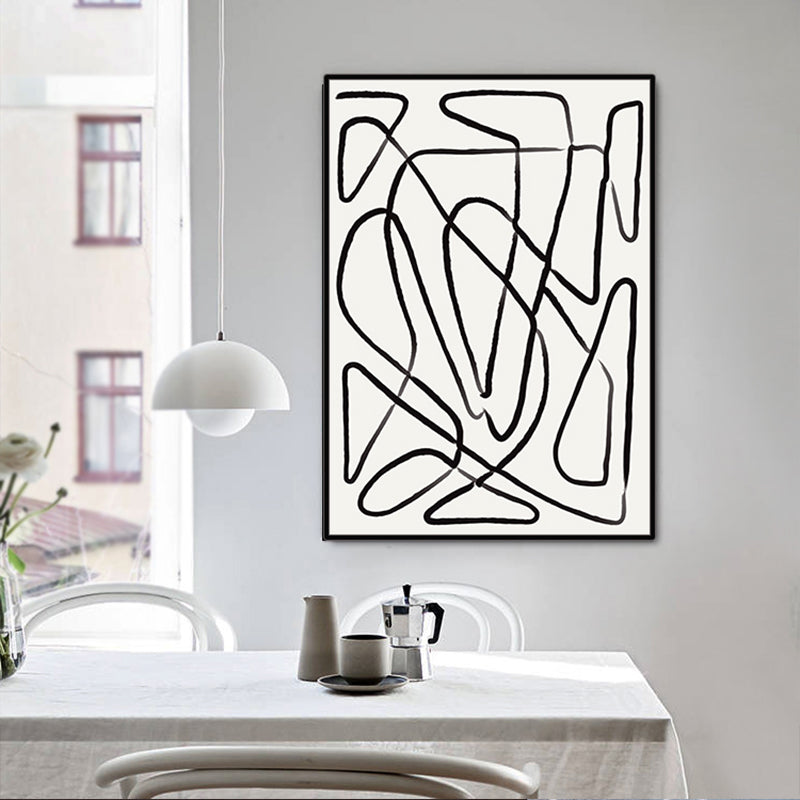 Unregelmäßige Linienmuster Wandkunst Dekor Wohnzimmer abstrakter Leinwand Druck in Pastellfarbe