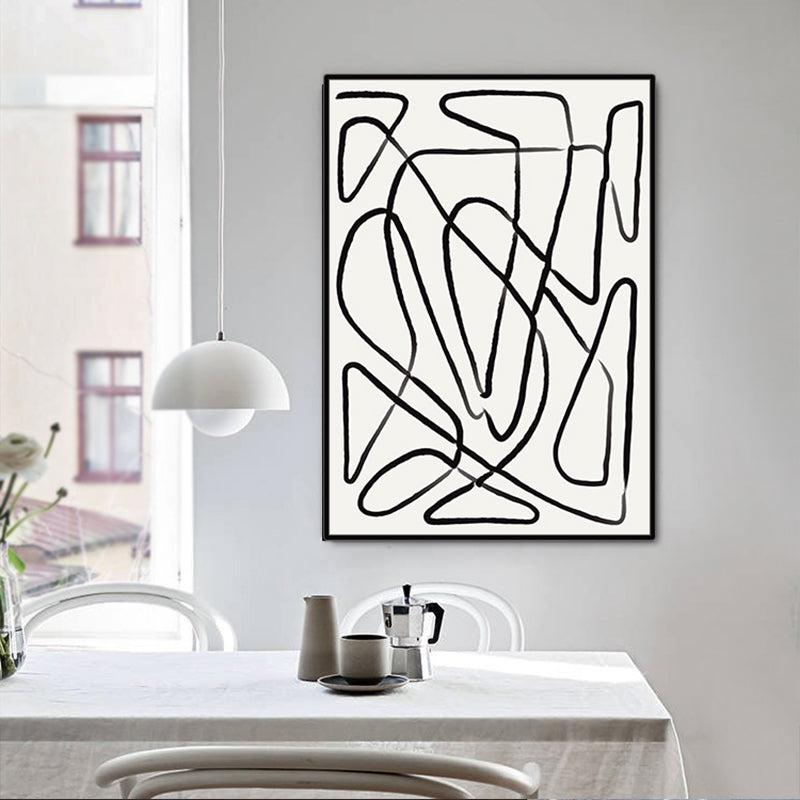 Irregular Line Pattern Wall Art Decor Living Room Abstract Canvas Print in Pastel Color Black Clearhalo 'Arts' 'Canvas Art' 1808843