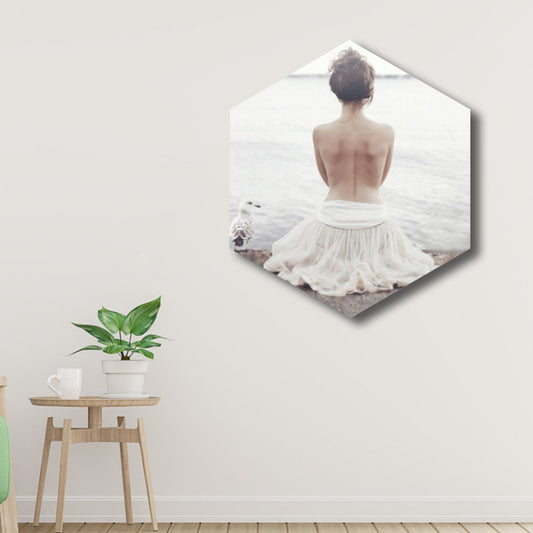 Illustrated Modern Style Canvas Print with Half-Naked Girl in White for Room Hallway White Clearhalo 'Art Gallery' 'Canvas Art' 'Contemporary Art Gallery' 'Modern' Arts' 1808884