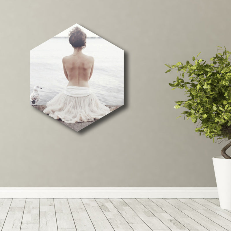 Illustrated Modern Style Canvas Print with Half-Naked Girl in White for Room Hallway Clearhalo 'Art Gallery' 'Canvas Art' 'Contemporary Art Gallery' 'Modern' Arts' 1808885