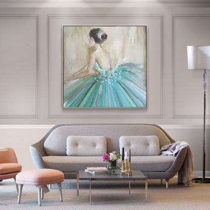 Light Color Glam Canvas Ballet Girl Art Print for Dining Room, Multiple Sizes Options Blue Clearhalo 'Arts' 'Canvas Art' 1808892