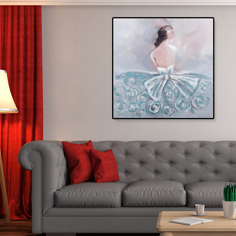 Light Color Glam Canvas Ballet Girl Art Print for Dining Room, Multiple Sizes Options White Clearhalo 'Arts' 'Canvas Art' 1808904