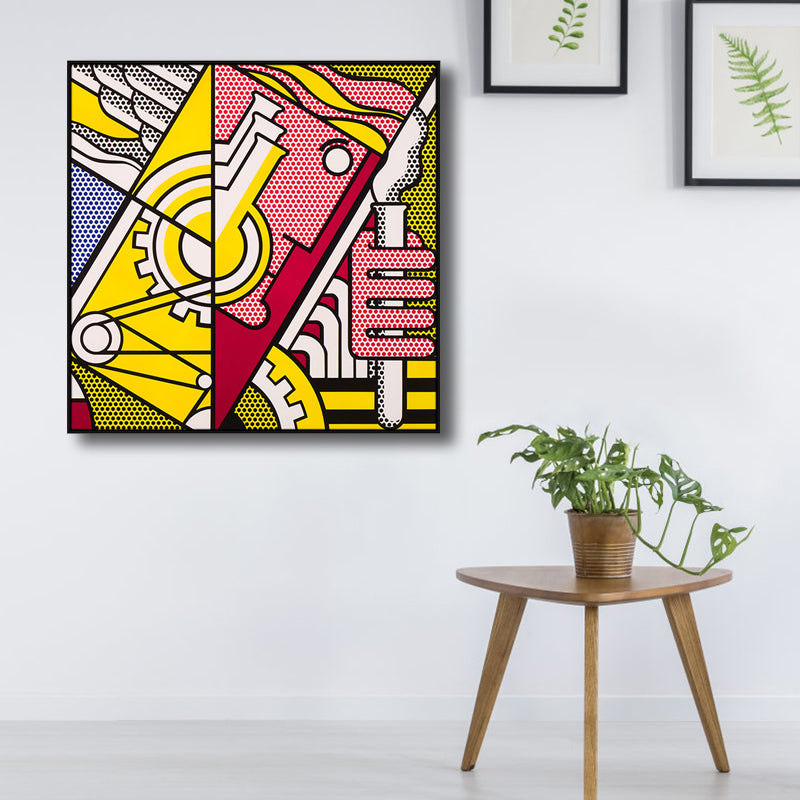 Unique Abstract Graphic Wall Decor Soft Color Pop Art Canvas for Bathroom, Multiple Sizes Yellow Clearhalo 'Arts' 'Canvas Art' 1808915