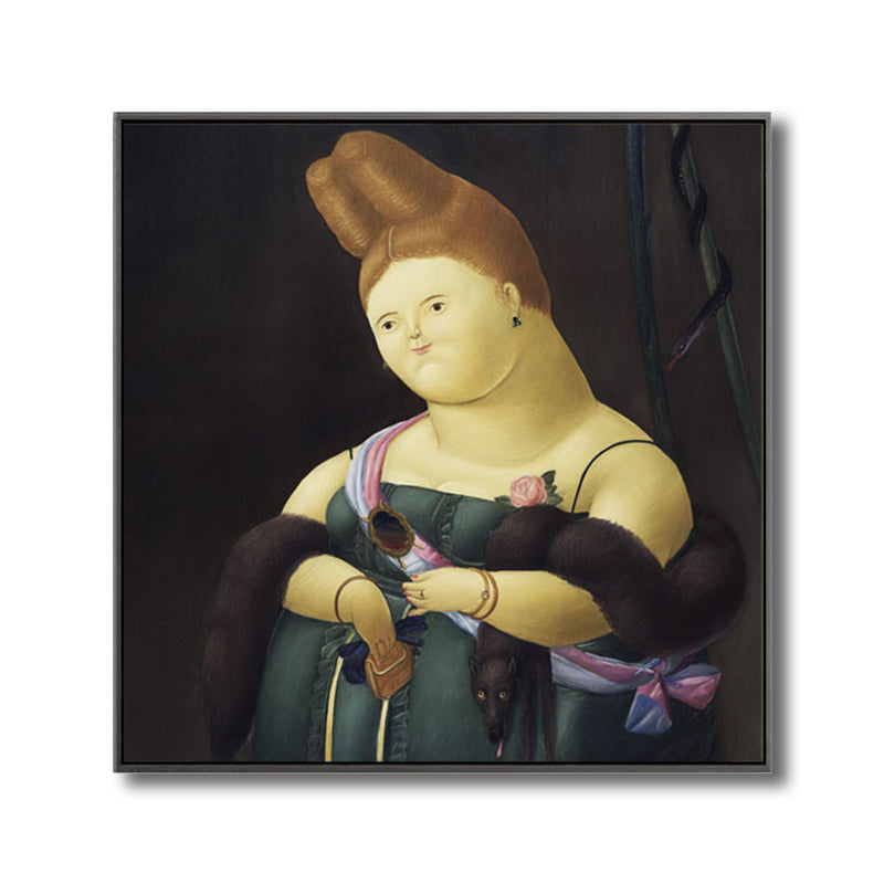 Funny Figure Wall Art House Interior Fernando Botero Drawing Canvas Print in Soft Color Clearhalo 'Art Gallery' 'Canvas Art' 'Traditional' Arts' 1808928
