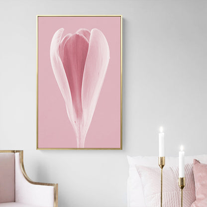 Photographic Print Flowerbud Wall Art Pink Nordic Style Wall Decor for Girls Bedroom Pink Clearhalo 'Arts' 'Canvas Art' 1808956