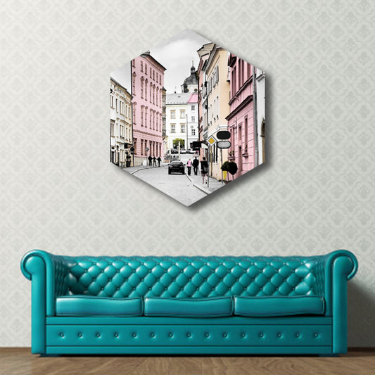 Photo City Architecture Canvas Wall Art Textured Modern Girls Room Painting in Pink Clearhalo 'Art Gallery' 'Canvas Art' 'Contemporary Art Gallery' 'Modern' Arts' 1808987