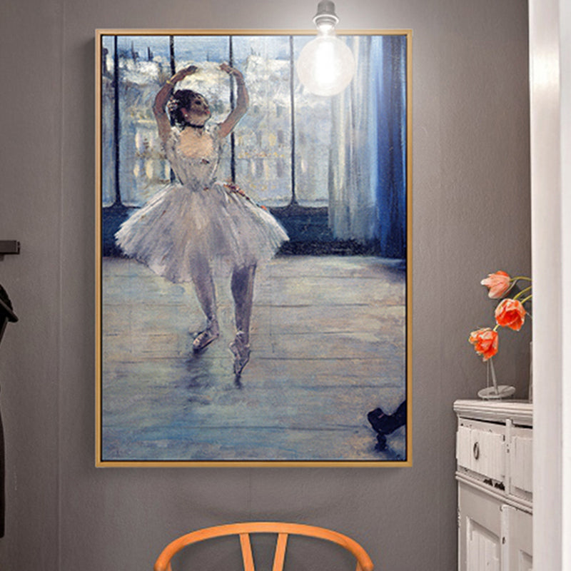 Art Nouveau Ballerina Painting Canvas Textured Soft Color Wall Decor for Girls Room White Clearhalo 'Arts' 'Canvas Art' 1808994
