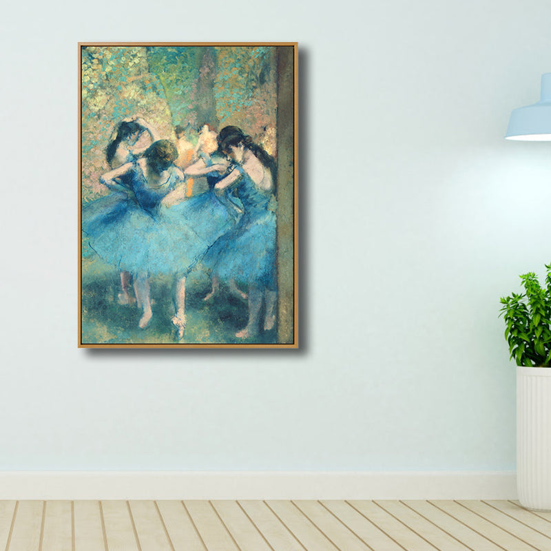 Art Nouveau Ballerina Painting Canvas Textured Soft Color Wall Decor for Girls Room Blue Clearhalo 'Arts' 'Canvas Art' 1809001