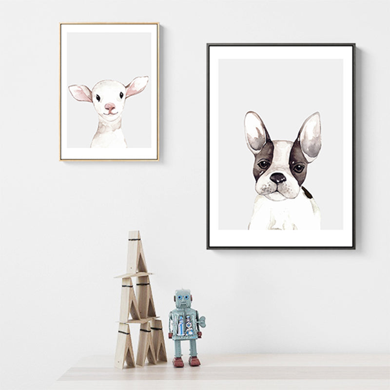 Kids Style Illustration Animal Canvas Art Light Color Textured Wall Decor for Living Room Clearhalo 'Art Gallery' 'Canvas Art' 'Kids' Arts' 1809037