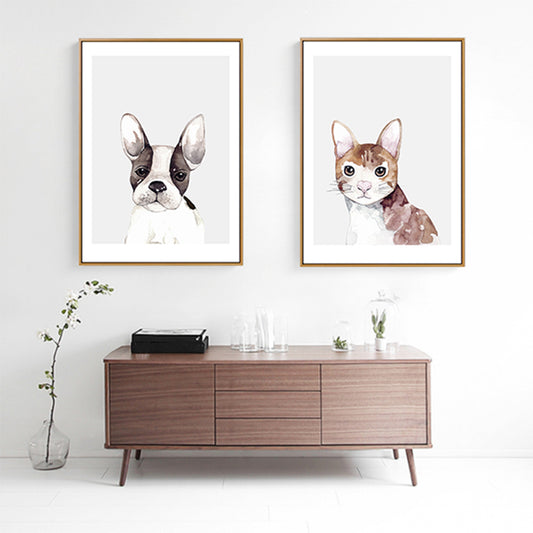 Kids Style Illustration Animal Canvas Art Light Color Textured Wall Decor for Living Room Clearhalo 'Art Gallery' 'Canvas Art' 'Kids' Arts' 1809038
