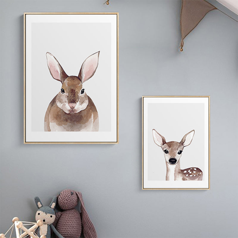 Kids Style Illustration Animal Canvas Art Light Color Textured Wall Decor for Living Room Clearhalo 'Art Gallery' 'Canvas Art' 'Kids' Arts' 1809044