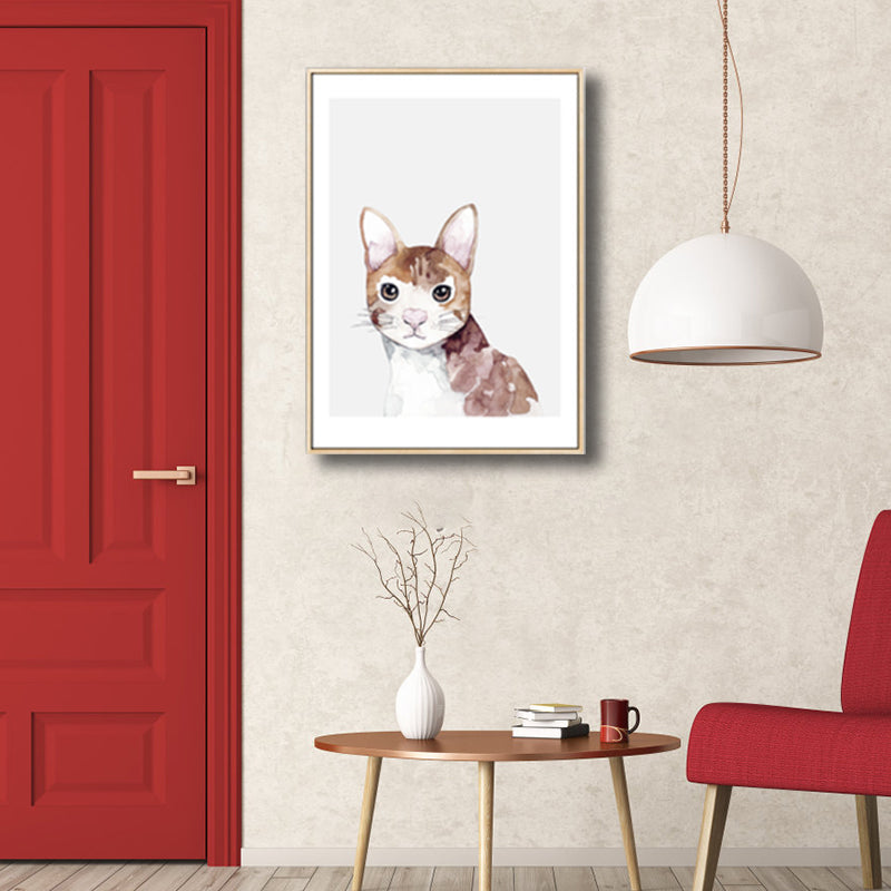 Kids Style Illustration Animal Canvas Art Light Color Textured Wall Decor for Living Room Clearhalo 'Art Gallery' 'Canvas Art' 'Kids' Arts' 1809046