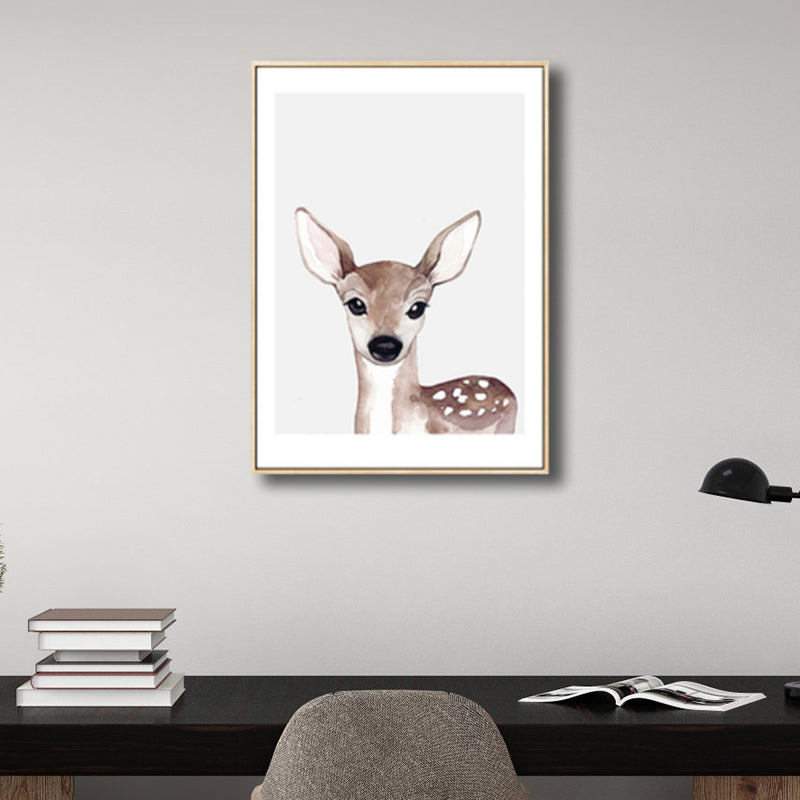 Kids Style Illustration Animal Canvas Art Light Color Textured Wall Decor for Living Room Dark Brown Clearhalo 'Art Gallery' 'Canvas Art' 'Kids' Arts' 1809048