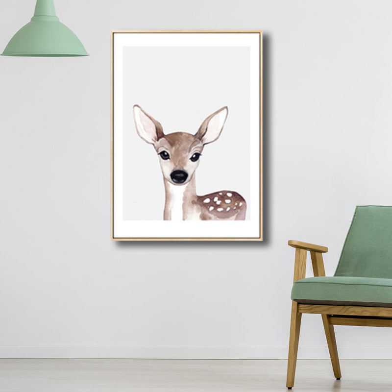 Kids Style Illustration Animal Canvas Art Light Color Textured Wall Decor for Living Room Clearhalo 'Art Gallery' 'Canvas Art' 'Kids' Arts' 1809049