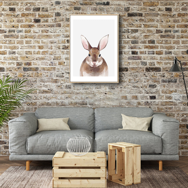 Kids Style Illustration Animal Canvas Art Light Color Textured Wall Decor for Living Room Brown Clearhalo 'Art Gallery' 'Canvas Art' 'Kids' Arts' 1809052