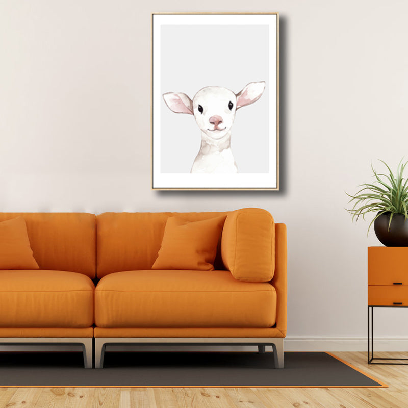 Kids Style Illustration Animal Canvas Art Light Color Textured Wall Decor for Living Room White Clearhalo 'Art Gallery' 'Canvas Art' 'Kids' Arts' 1809056