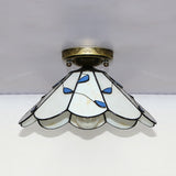 Tiffany Style Flush Light Fixture Nautical Stained Glass 1 Light Ceiling Flush Mount in Clear/White/Orange/Pink/Blue for Hallway Clearhalo 'Ceiling Lights' 'Close To Ceiling Lights' 'Close to ceiling' 'Glass shade' 'Glass' 'Semi-flushmount' 'Tiffany close to ceiling' 'Tiffany' Lighting' 180907