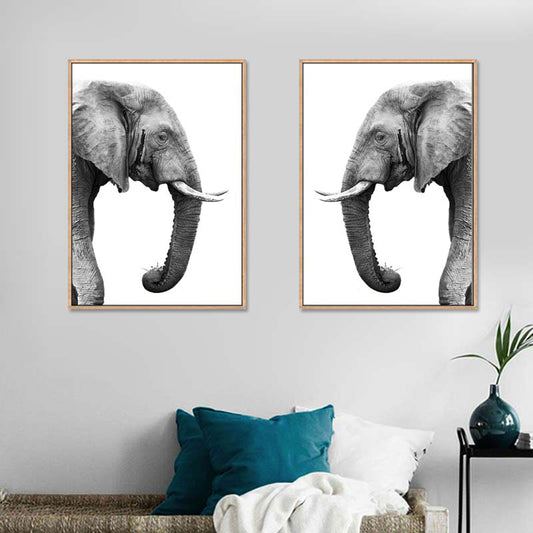 Photographic Print Contemporary Canvas Wall Art with Elephant Pattern in Grey for Room Clearhalo 'Art Gallery' 'Canvas Art' 'Contemporary Art Gallery' 'Modern' Arts' 1809125