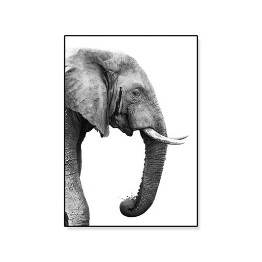 Photographic Print Contemporary Canvas Wall Art with Elephant Pattern in Grey for Room Clearhalo 'Art Gallery' 'Canvas Art' 'Contemporary Art Gallery' 'Modern' Arts' 1809128