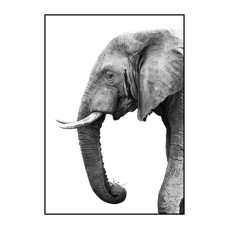Photographic Print Contemporary Canvas Wall Art with Elephant Pattern in Grey for Room Clearhalo 'Art Gallery' 'Canvas Art' 'Contemporary Art Gallery' 'Modern' Arts' 1809135