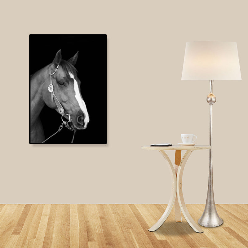 Modern Photo Horse Head Canvas Art Dark Color Textured Wall Decor for Boys Bedroom Clearhalo 'Art Gallery' 'Canvas Art' 'Contemporary Art Gallery' 'Modern' Arts' 1809137