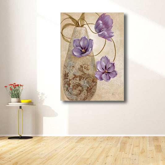Paintings Vase and Flower Wall Decor Modern Canvas Textured Art Print in Light Color Clearhalo 'Art Gallery' 'Canvas Art' 'Contemporary Art Gallery' 'Modern' Arts' 1809182