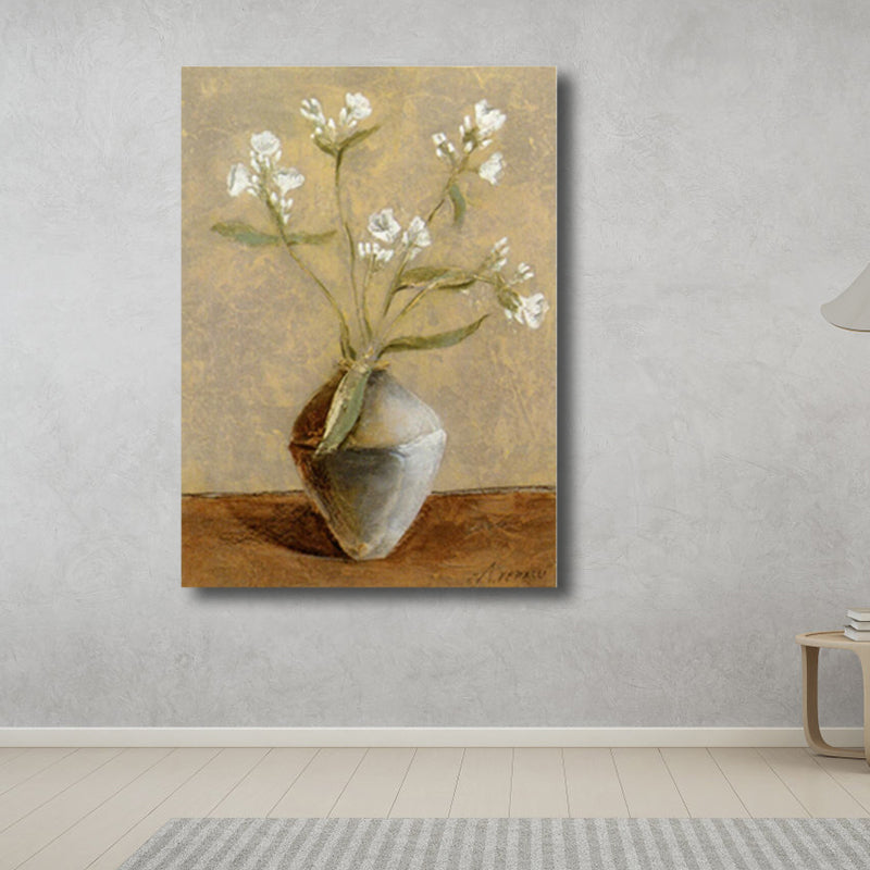 Paintings Vase and Flower Wall Decor Modern Canvas Textured Art Print in Light Color Clearhalo 'Art Gallery' 'Canvas Art' 'Contemporary Art Gallery' 'Modern' Arts' 1809190