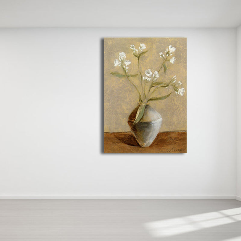 Paintings Vase and Flower Wall Decor Modern Canvas Textured Art Print in Light Color Clearhalo 'Art Gallery' 'Canvas Art' 'Contemporary Art Gallery' 'Modern' Arts' 1809191